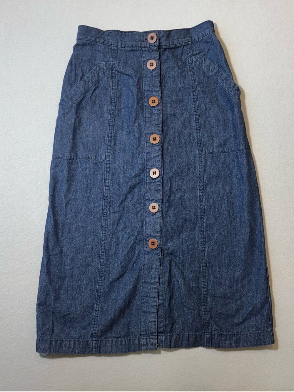 Universal Thread Button Front Denim Midi Skirt S Blue